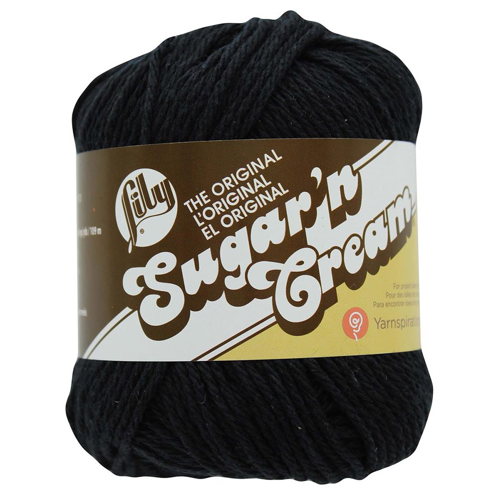 Twine/Thread/Cord, Cotton, Art & School, Spinrite, Sugar'n Cream, 100% Cotton, 4 ply, Yarn, 581216, Black